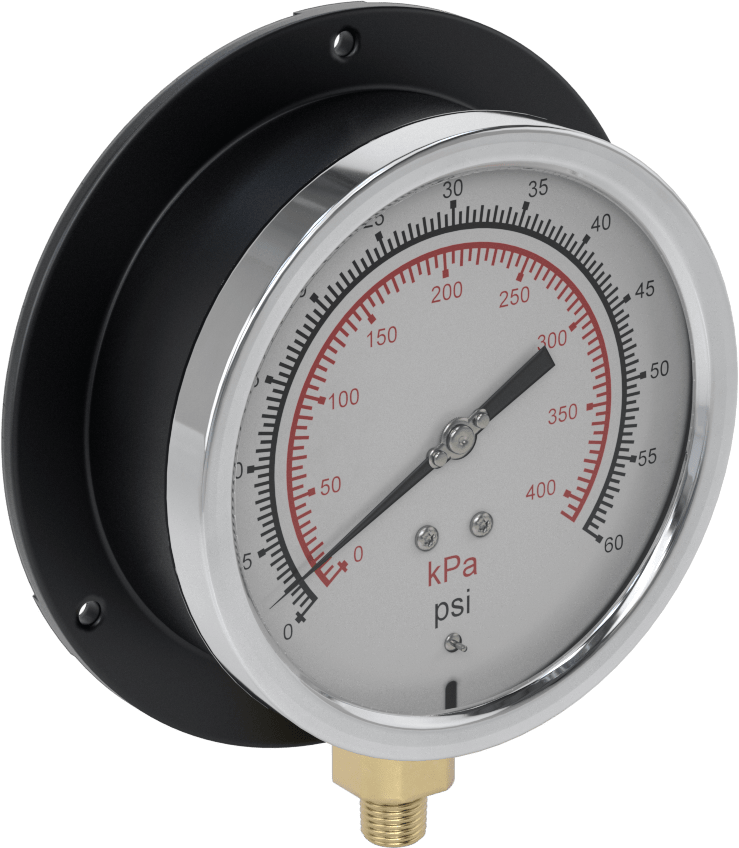Basınç Test Göstergesi, 1/4 NPT Pirinç Alt Bağlantı, Sertifikalı, 4-1/2" Kadran, 0-60 PSI