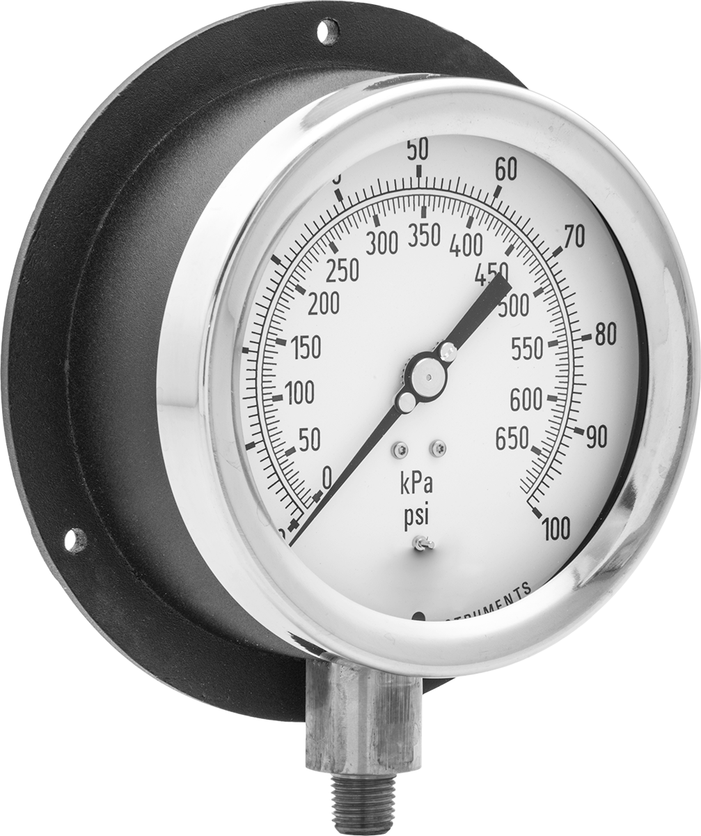 Basınç Test Göstergesi, 1/4 NPT Pirinç Alt Bağlantı, Sertifikalı, 4,5 inç Kadran, 0-100 PSI
