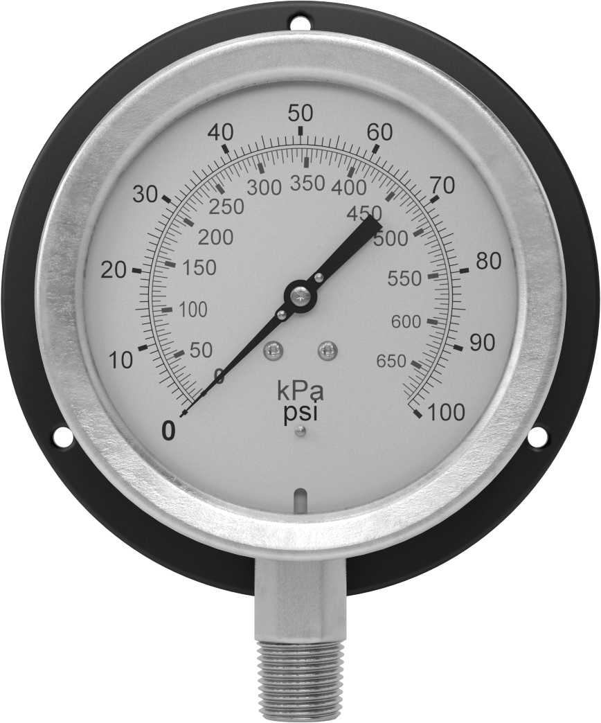 Basınç Test Göstergesi, Sertifikalı, 316 Paslanmaz Çelik 1/2 NPT Erkek Alt Bağlantı, 0-100 PSI