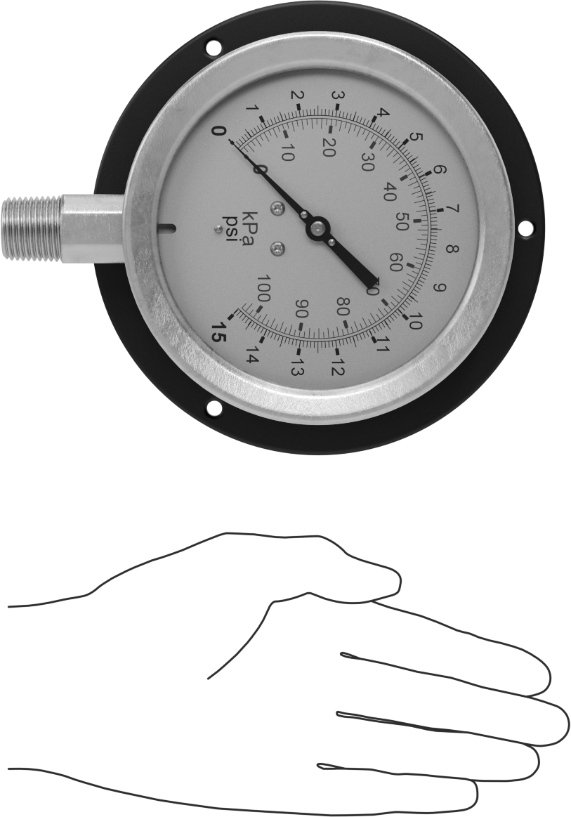 Basınç Test Göstergesi, 316 Paslanmaz Çelik 1/2 NPT Erkek Alt Bağlantı, 0-15 PSI
