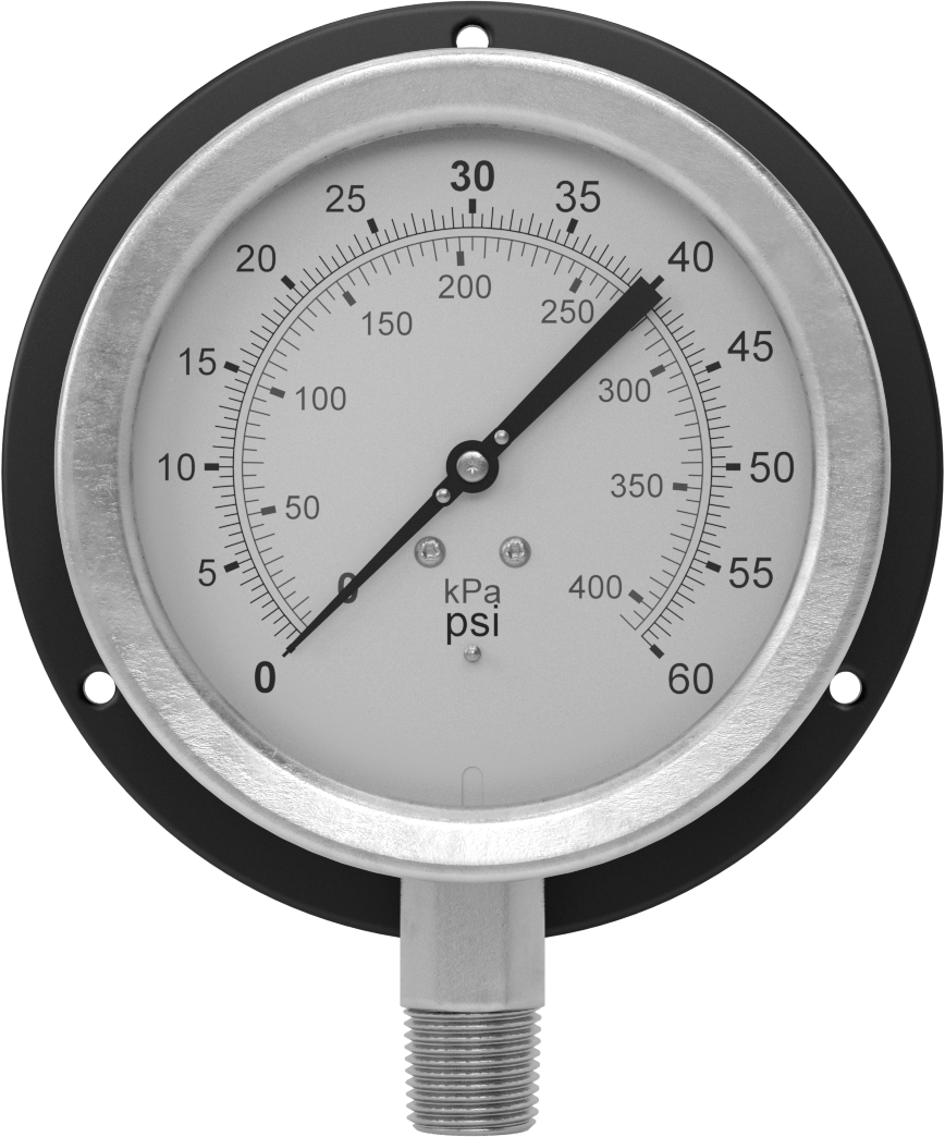 Basınç Test Göstergesi, 316 Paslanmaz Çelik 1/2 NPT Erkek Alt Bağlantı, 0-60 PSI