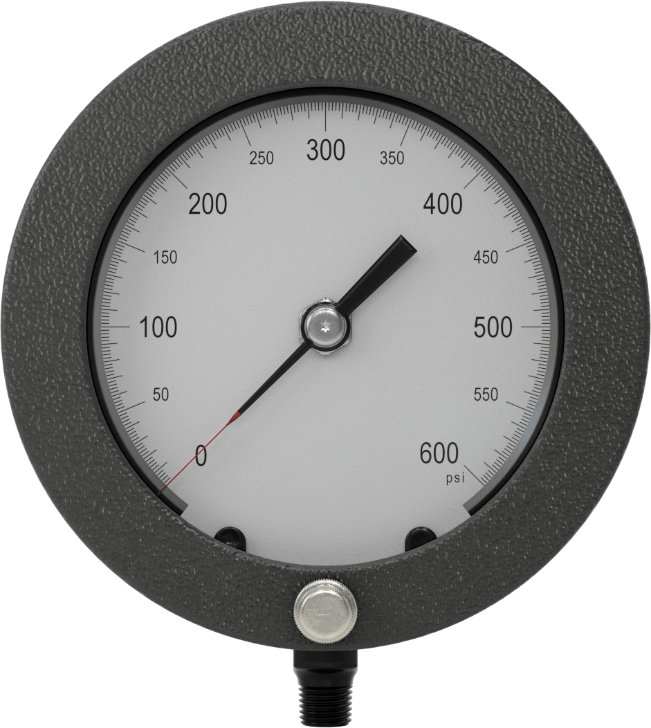Alüminyum Kılıflı Yüksek Hassasiyetli Basınç Test Göstergesi, 400 Nikel Bağlantı, 1/4 NPT Erkek, 4-1/2" Kadran, 0-600 PSI