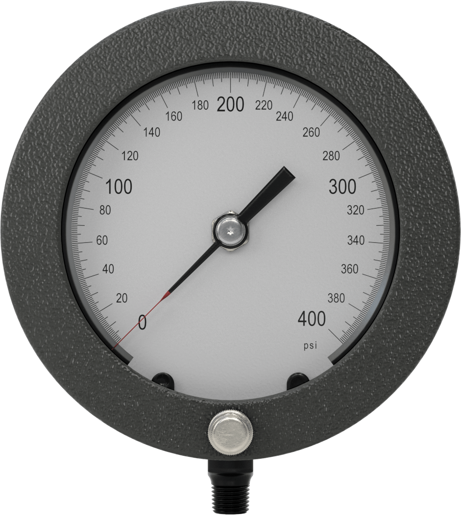 Alüminyum Kılıflı Yüksek Hassasiyetli Basınç Test Göstergesi, Pirinç Bağlantı, Sertifikalı, 1/4 NPT Erkek, 4-1/2" Kadran, 0-PSI