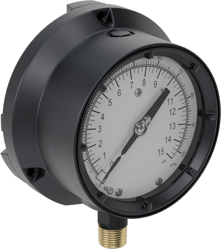Basınç Test Göstergesi, Alüminyum Kasa, 4-1/2" Kadran, 0-15 PSI