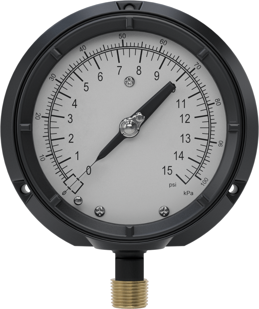 Basınç Test Göstergesi, Alüminyum Kasa, 4-1/2" Kadran, 0-15 PSI