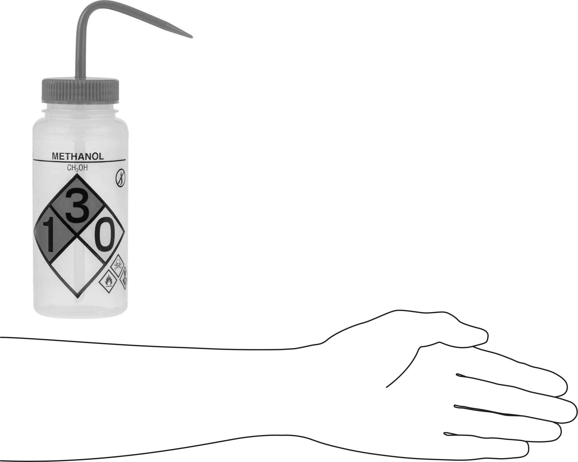 Açılı Nozullu Sıkma Şişesi, Her Açı, Metanol Mesajı, 16 FL. oz. Kapasite