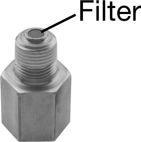 Pressure Gauge Snubber with Filter Disc, Brass, 1/8 NPT Male Inlet x Female Outlet