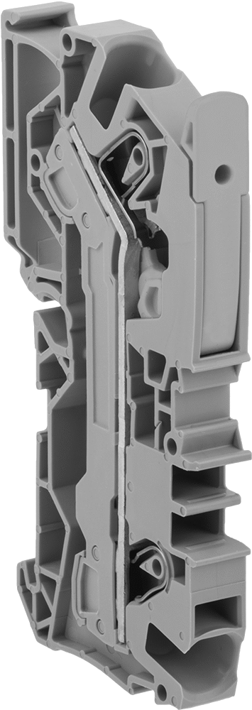 DIN Rayı Üzerine Takılan Terminal Bloğu, 1 Kol ve 1 Yaylı Kelepçe, 600V AC/DC, 5A, Gri