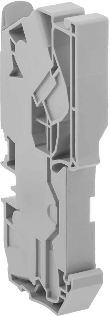 DIN Rayı Üzerine Takılan Terminal Bloğu, 1 Kol ve 1 Yaylı Kelepçe, 600V AC/DC, 65A, Gri