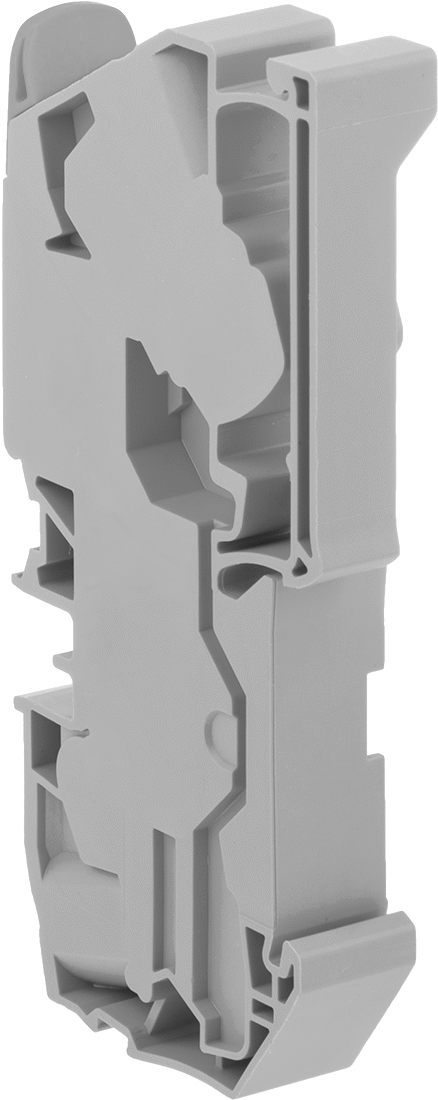 DIN Rayı Üzerine Takılan Terminal Bloğu, 1 Kol ve 1 Yaylı Kelepçe, 600V AC/DC, 85A, Gri