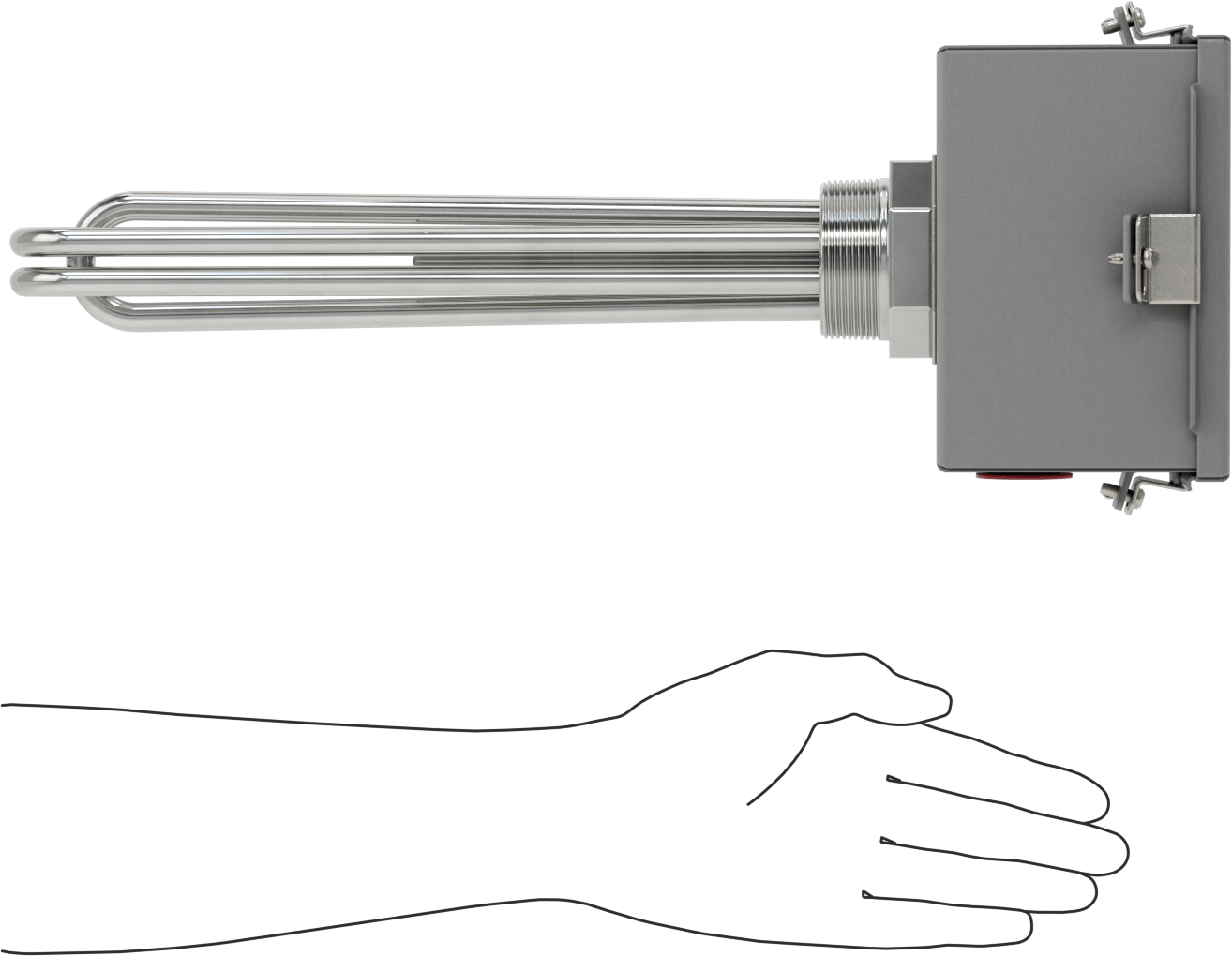 Sıhhi Vidalı Tapa Daldırma Isıtıcı, Su için, Ayarlanabilir Termostat, 240V AC, Üç Fazlı, 4500W