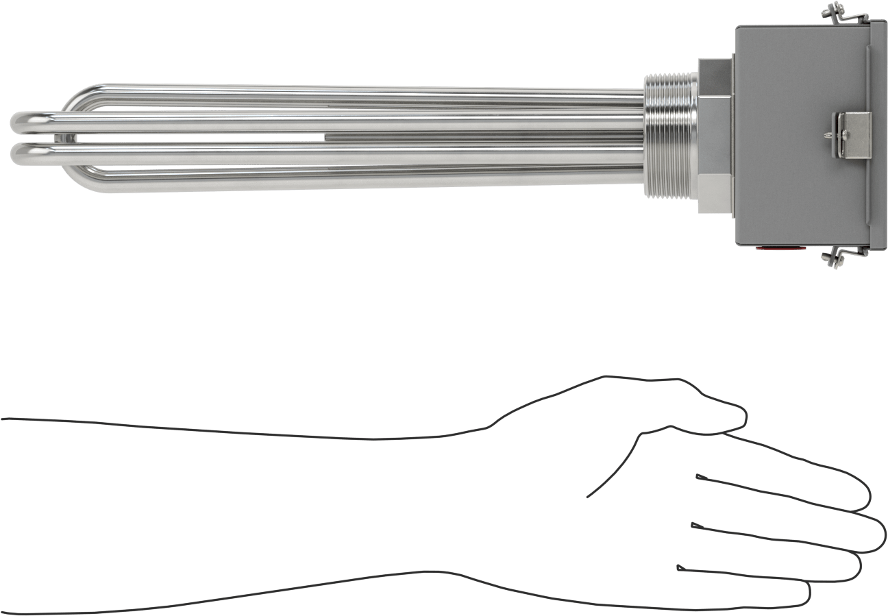 Sıhhi Vidalı Tapa Daldırma Isıtıcı, Su için, 480V AC, Üç Fazlı, 4500W