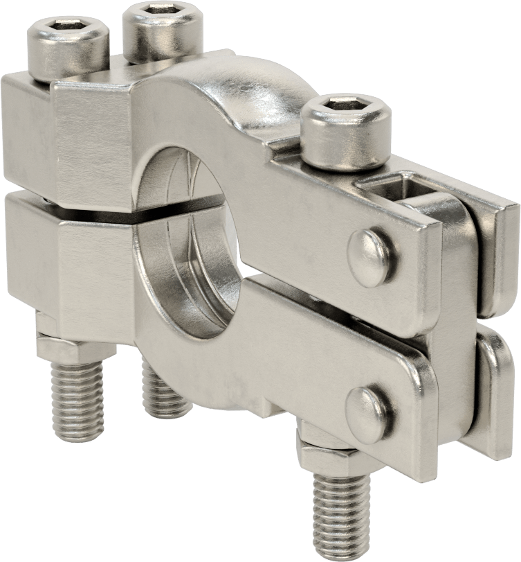 Yüksek Parlaklıkta Metal Sıhhi Boru Bağlantısı için Kelepçe, Çift Cıvatalı 316 Paslanmaz Çelik, 1" için, 1-1/4“ ve 1-1/2” Boru Dış Çapı