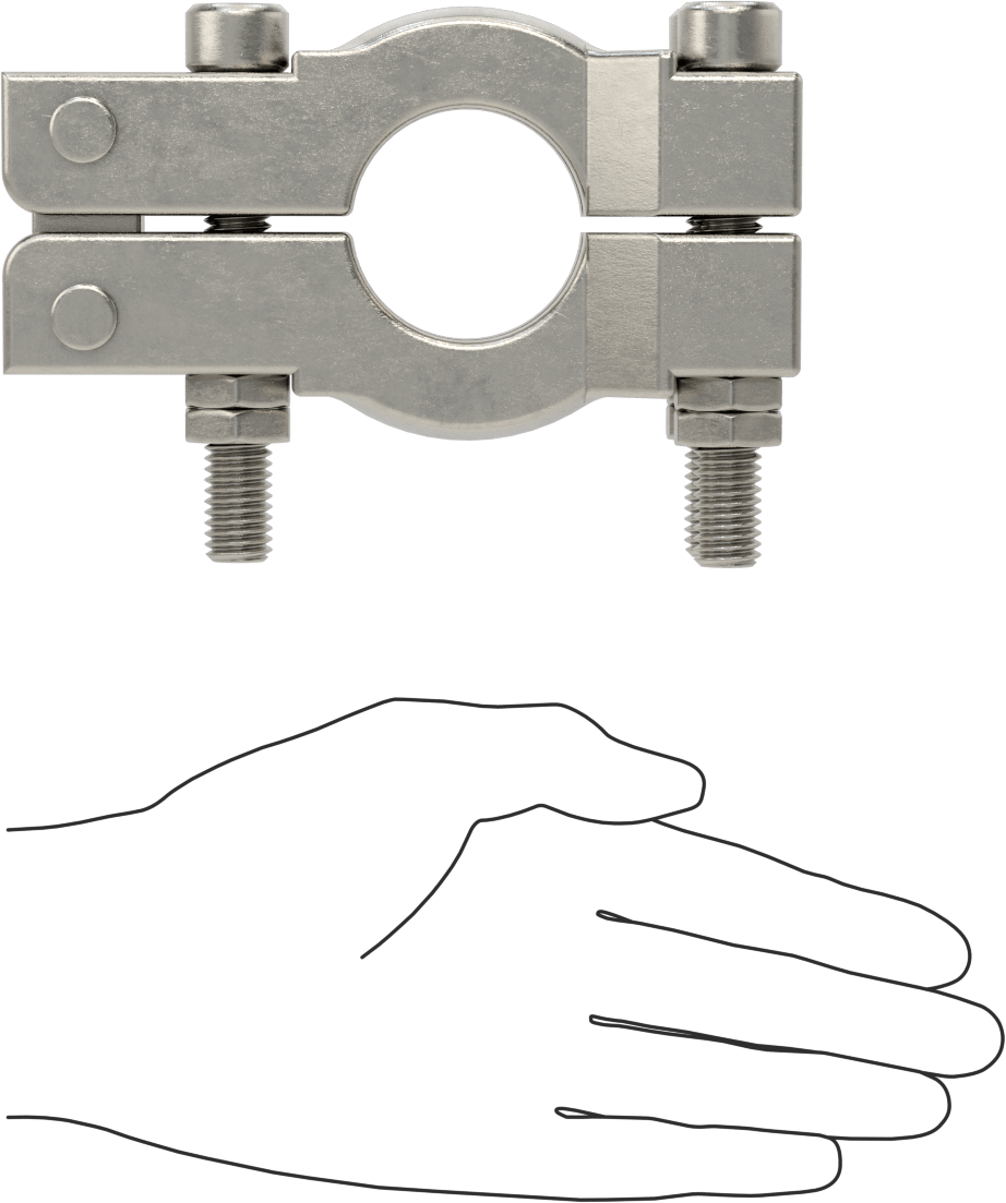 Yüksek Parlaklıkta Metal Sıhhi Boru Bağlantısı için Kelepçe, Çift Cıvatalı 316 Paslanmaz Çelik, 1" için, 1-1/4“ ve 1-1/2” Boru Dış Çapı