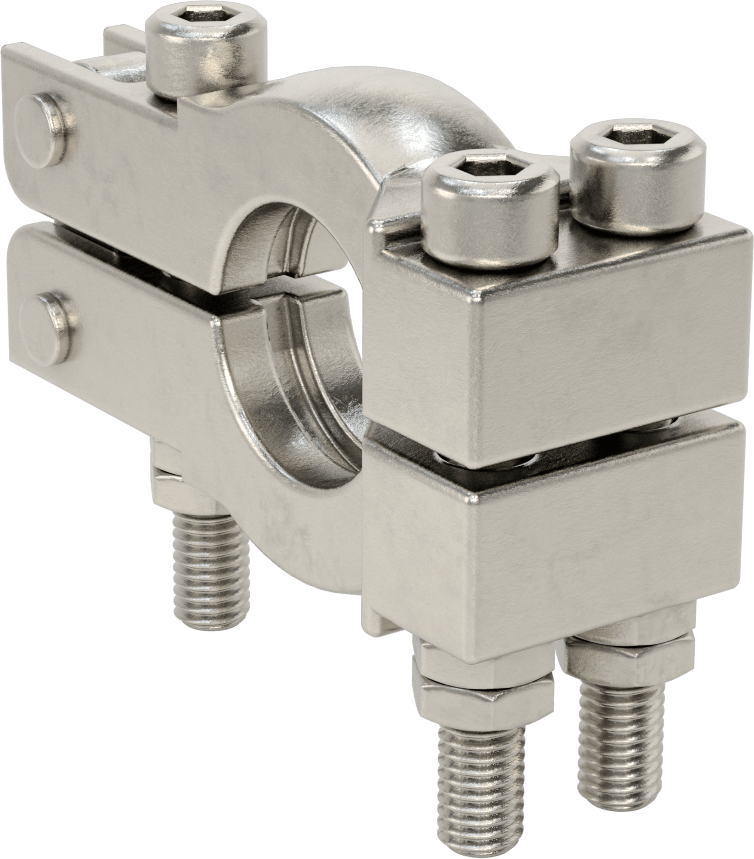 Yüksek Parlaklıkta Metal Sıhhi Boru Bağlantısı için Kelepçe, Çift Cıvatalı 316 Paslanmaz Çelik, 1" için, 1-1/4“ ve 1-1/2” Boru Dış Çapı