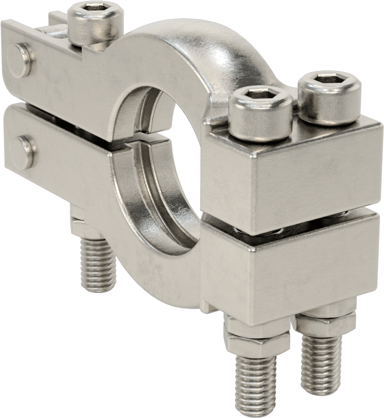 Yüksek Parlaklıkta Metal Sıhhi Boru Bağlantısı için Kelepçe, Çift Cıvatalı 316 Paslanmaz Çelik, 2 inç Boru Dış Çapı için