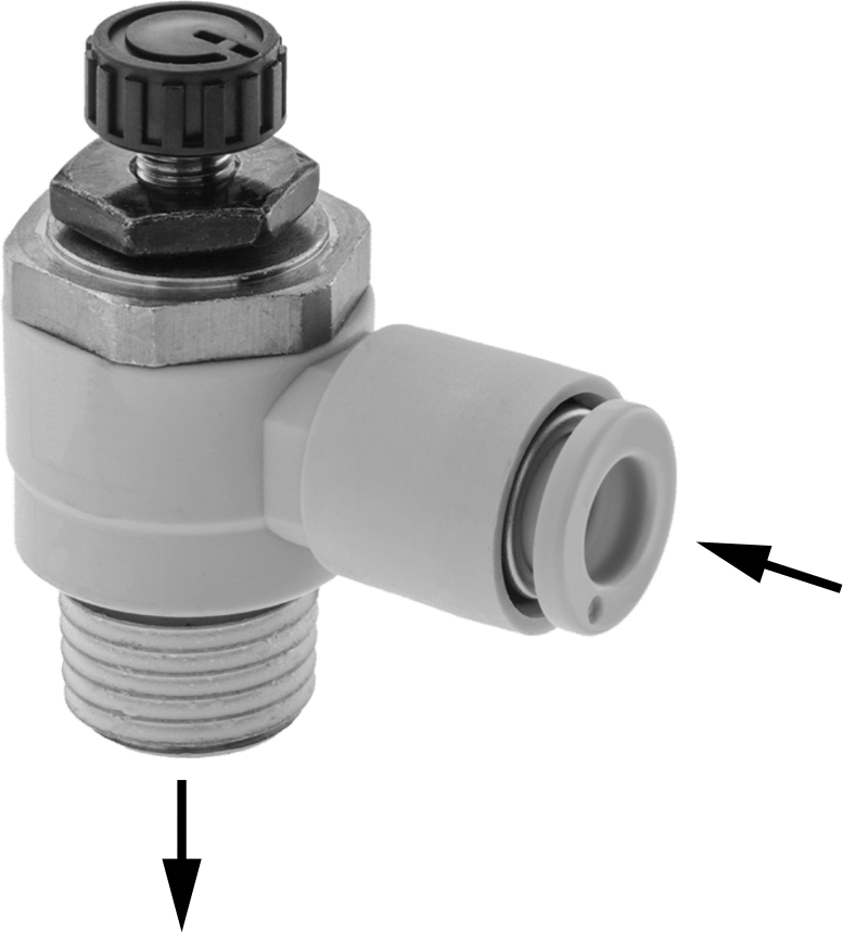 Hassas Ayarlı Dirsek Hava Akış Kontrol Vanası, 4 mm Giriş Borusu Dış Çapı x 1/8 BSPT Erkek Çıkış