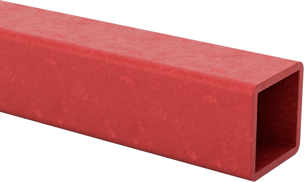 Ark Dirençli GPO3 Fiberglas Kare Boru, 1/8" Duvar Kalınlığı, 1-1/2“ Genişlik x 1-1/2” Dış Yükseklik, 5 Fit Uzunluk