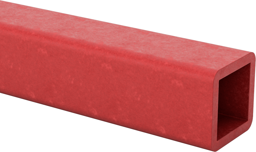 Ark Dirençli GPO3 Fiberglas Kare Boru, 1/4" Duvar Kalınlığı, 2“ Genişlik x 2” Dış Yükseklik, 5 Fit Uzunluk