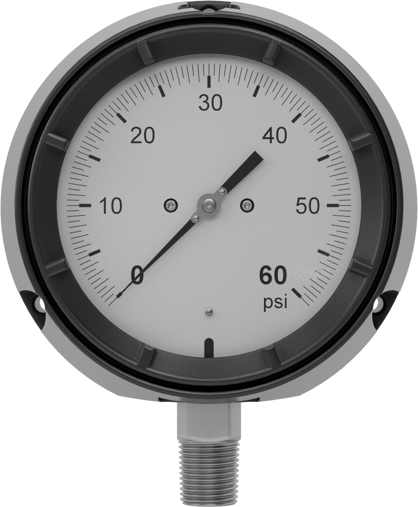 Basınç Test Göstergesi, Titreşime Dayanıklı, 1/2 NPT Erkek Alt Bağlantı, 0 ila 60 PSI