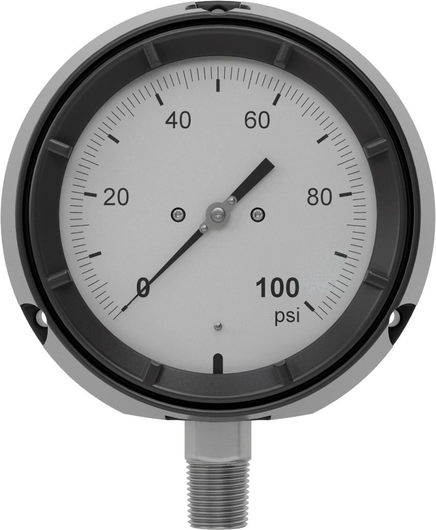 Basınç Test Göstergesi, Titreşime Dayanıklı, 1/2 NPT Erkek Alt Bağlantı, 0 ila 100 PSI