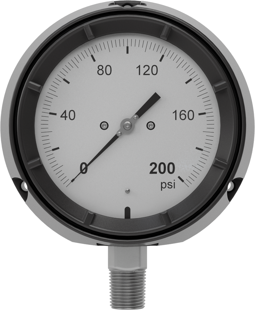 Basınç Test Göstergesi, Titreşime Dayanıklı, 1/2 NPT Erkek Alt Bağlantı, 0 ila 200 PSI