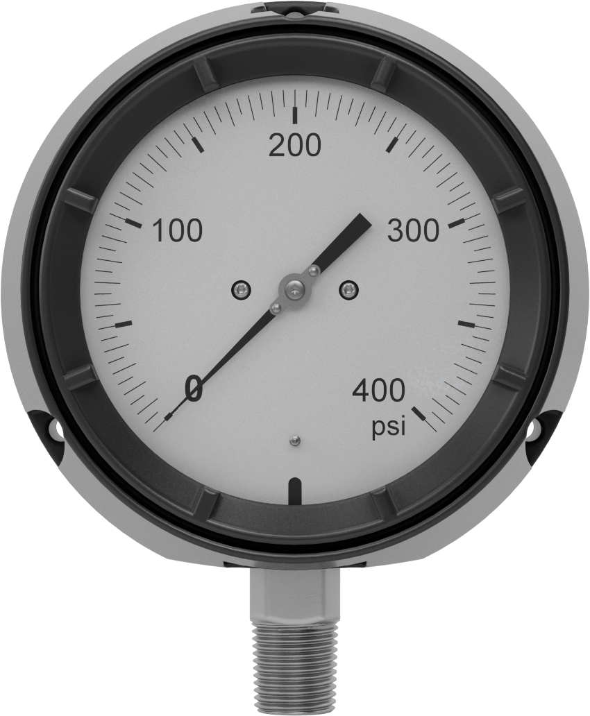 Basınç Test Göstergesi, Titreşime Dayanıklı, 1/2 NPT Erkek Alt Bağlantı, 0 ila 400 PSI