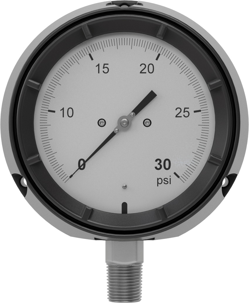 Basınç Test Göstergesi, Titreşime Dayanıklı, 1/2 NPT Erkek Alt Bağlantı, 0 ila 30 PSI