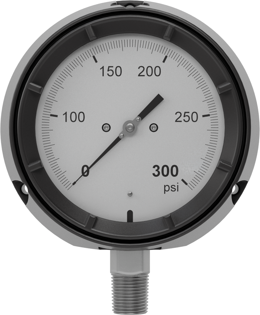 Basınç Test Göstergesi, Titreşime Dayanıklı, 1/2 NPT Erkek Alt Bağlantı, 0 ila 300 PSI