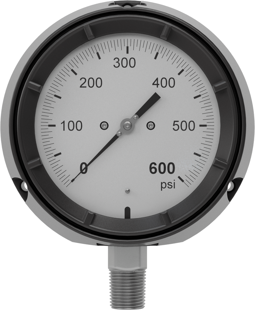 Basınç Test Göstergesi, Titreşime Dayanıklı, 1/2 NPT Erkek Alt Bağlantı, 0 ila 600 PSI