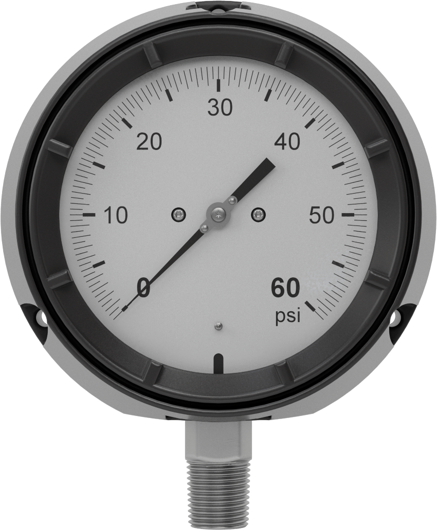 Basınç Test Göstergesi, 1/2 NPT Erkek Alt Bağlantı, Sertifikalı, 0 ila 60 PSI