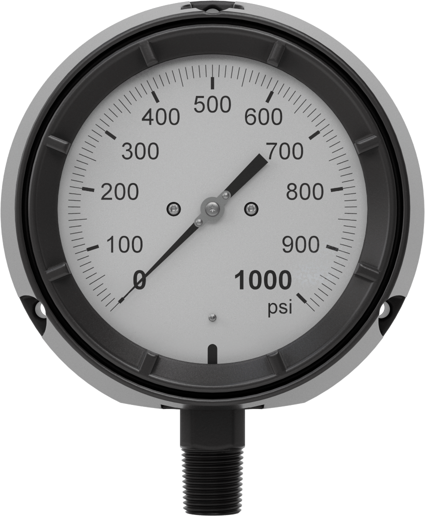 Basınç Test Göstergesi, 1/2 NPT Alt Bağlantı, Titreşime Dayanıklı, Sertifikalı, 0-1000 PSI