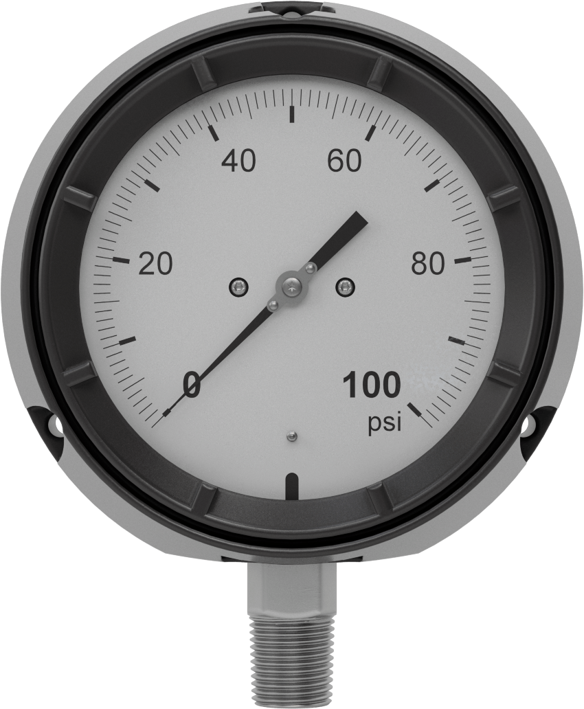 Basınç Test Göstergesi, 1/2 NPT Alt Bağlantı, Titreşime Dayanıklı, Sertifikalı, 0-100 PSI
