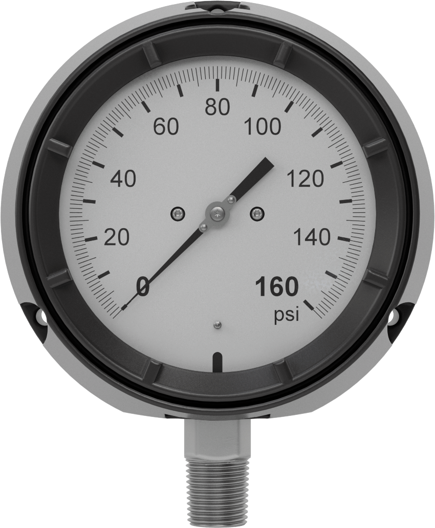 Basınç Test Göstergesi, 1/2 NPT Alt Bağlantı, Titreşime Dayanıklı, Sertifikalı, 0-160 PSI