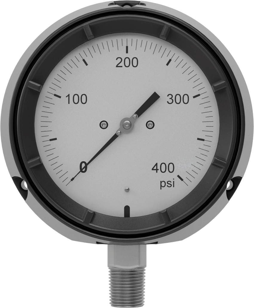 Basınç Test Göstergesi, 1/2 NPT Alt Bağlantı, Titreşime Dayanıklı, Sertifikalı, 0-400 PSI