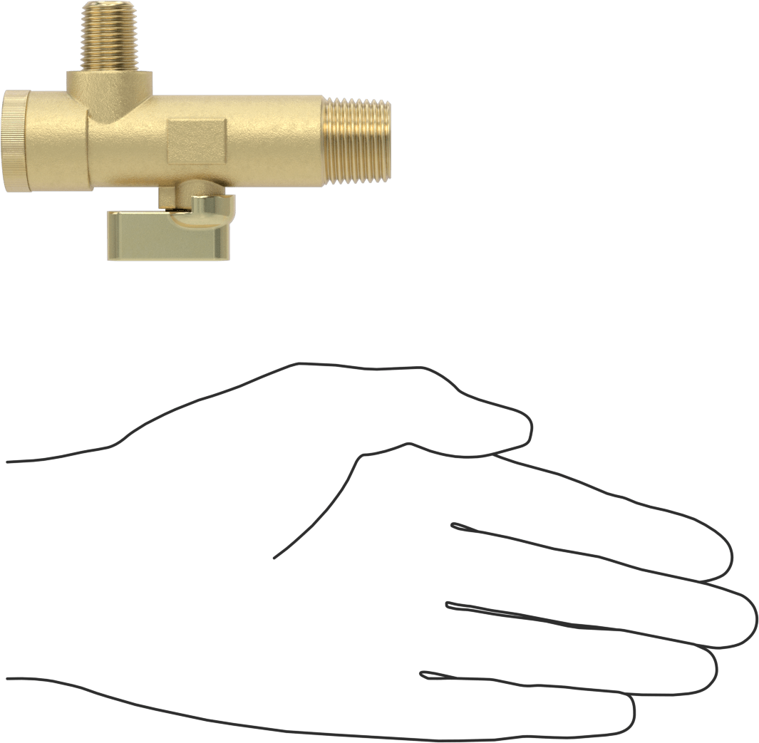 Kolay Erişimli Süzgeçli Açma/Kapama Vanası, Pirinç Gövde, Kol Tutacağı, 1/2 NPT Erkek x 1/4 NPT Erkek