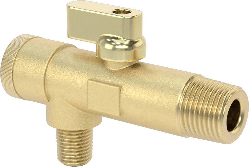 Kolay Erişimli Süzgeçli Açma/Kapama Vanası, Pirinç Gövde, Kol Tutacağı, 1/2 NPT Erkek x 1/4 NPT Erkek