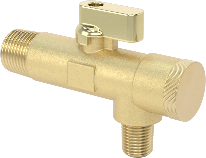 Kolay Erişimli Süzgeçli Açma/Kapama Vanası, Pirinç Gövde, Kol Tutacağı, 1/2 NPT Erkek x 1/4 NPT Erkek