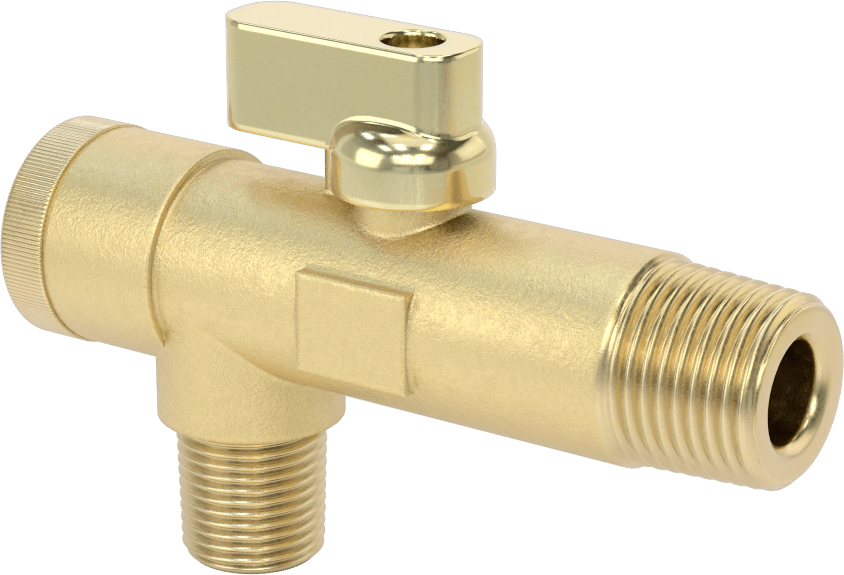 Kolay Erişimli Süzgeçli Açma/Kapama Vanası, Pirinç Gövde, Kol Tutacağı, 1/2 NPT Erkek x 3/8 NPT Erkek