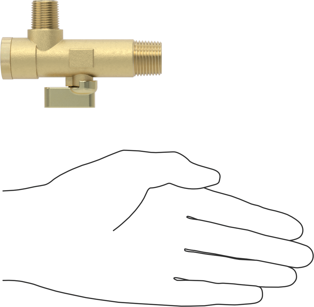 Kolay Erişimli Süzgeçli Açma/Kapama Vanası, Pirinç Gövde, Kol Tutacağı, 1/2 NPT Erkek x 3/8 NPT Erkek