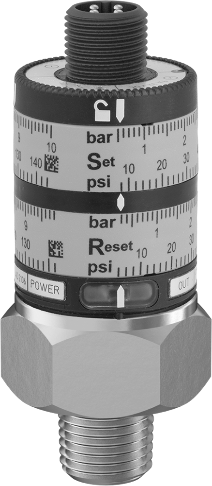 Elektronik Basınç Şalteri, 2 devre için, 7,5-145 PSI Ayar Noktası, 1/4 NPT Erkek