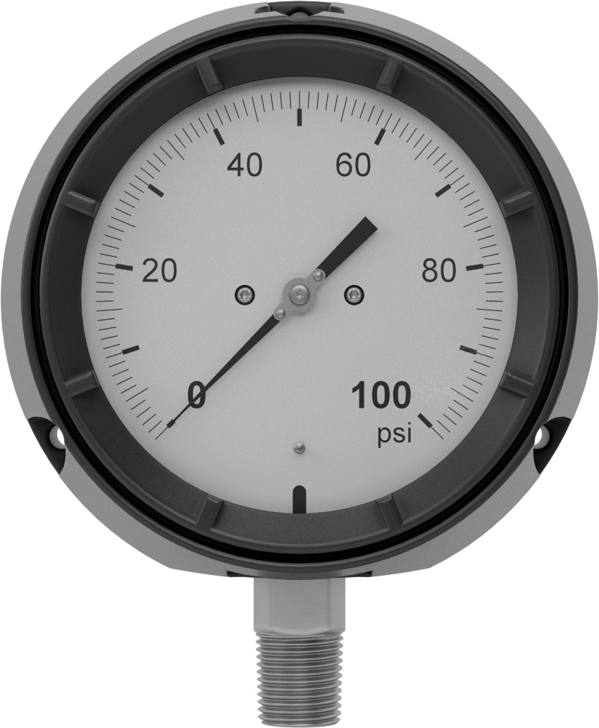Basınç Test Göstergesi, Titreşime Dayanıklı, Tek Ölçek ve Sertifika, 1/2 NPT, 0-100 PSI