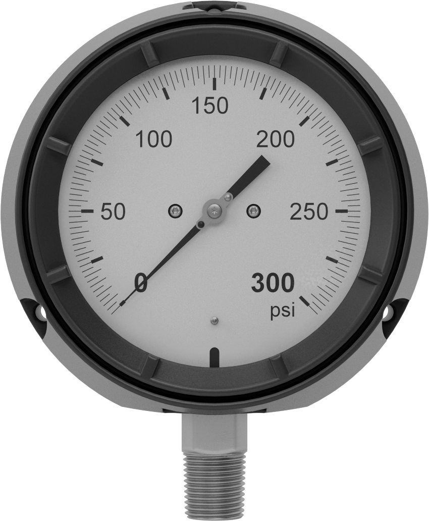 Basınç Test Göstergesi, Titreşime Dayanıklı, Tek Ölçek ve Sertifika, 1/2 NPT, 0-300 PSI