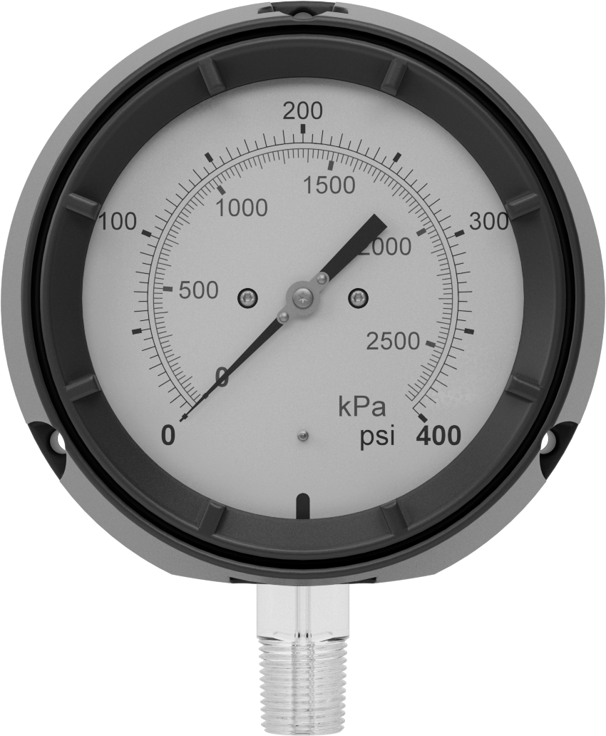 Basınç Test Göstergesi, Çift Ölçek, 1/2 NPT Erkek Alt Bağlantı, 0-400 PSI