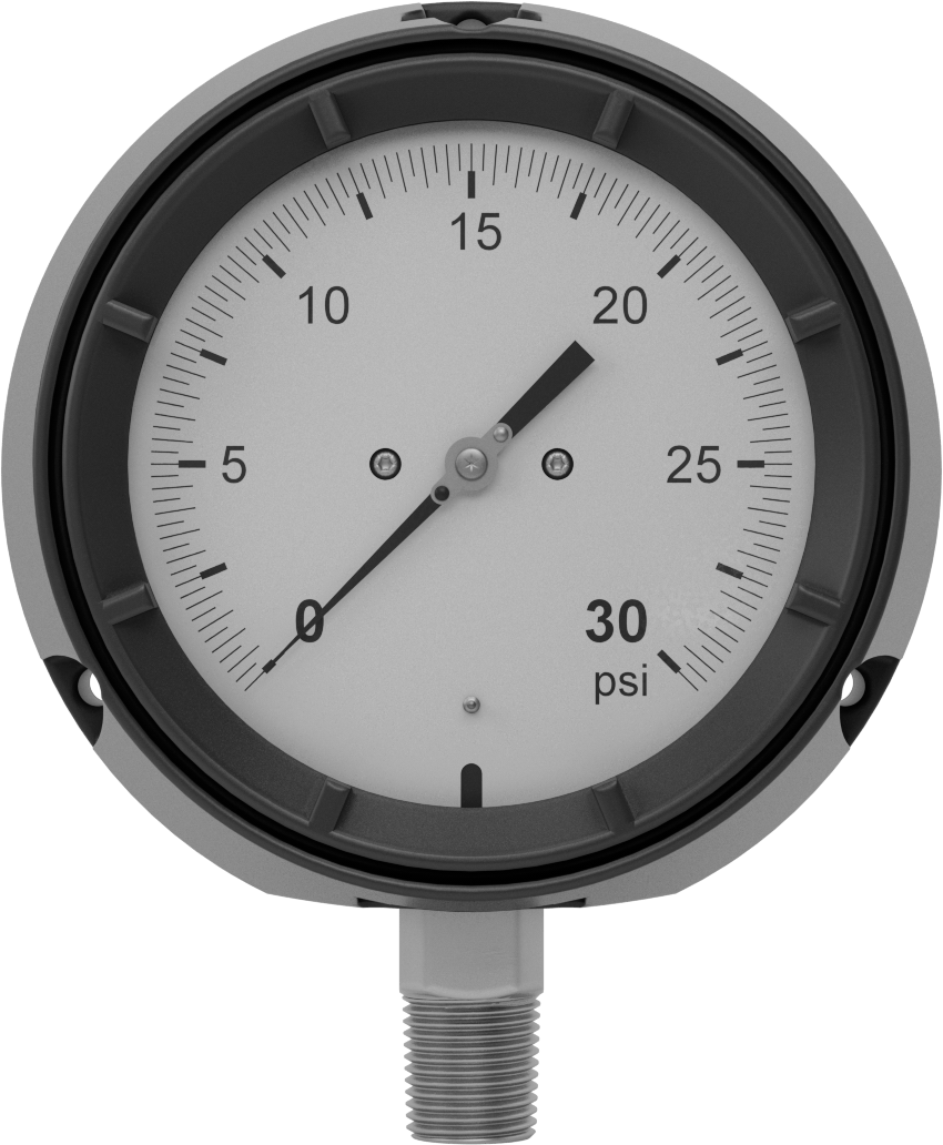 Basınç Test Göstergesi, Tek Ölçek, 1/2 NPT Erkek Alt Bağlantı, 0-30 PSI
