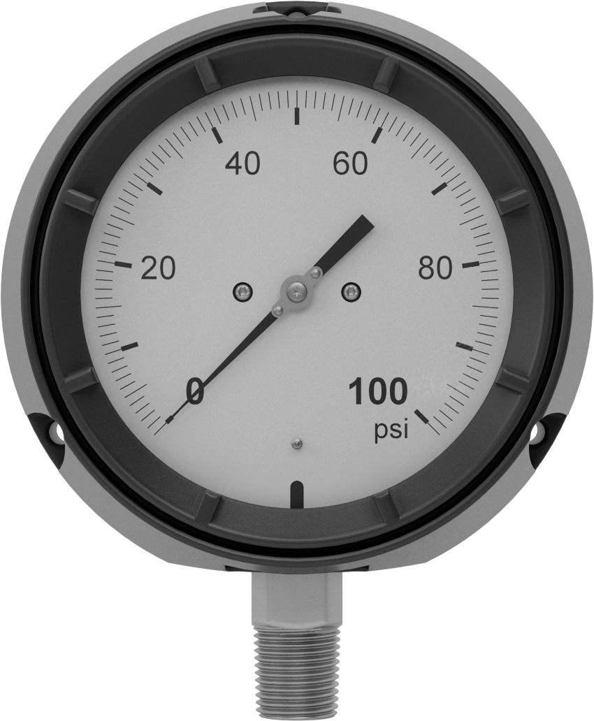 Basınç Test Göstergesi, Tek Ölçek, 1/2 NPT Erkek Alt Bağlantı, 0-100 PSI