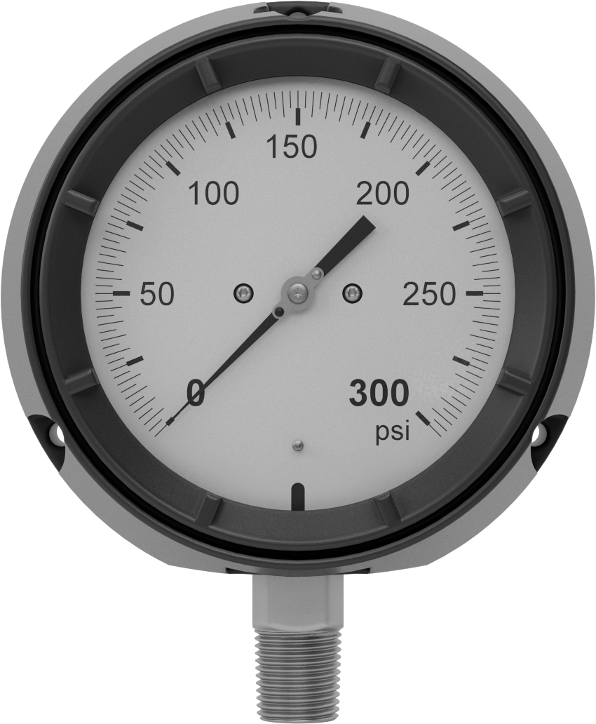 Basınç Test Göstergesi, Tek Ölçek, 1/2 NPT Erkek Alt Bağlantı, 0-300 PSI
