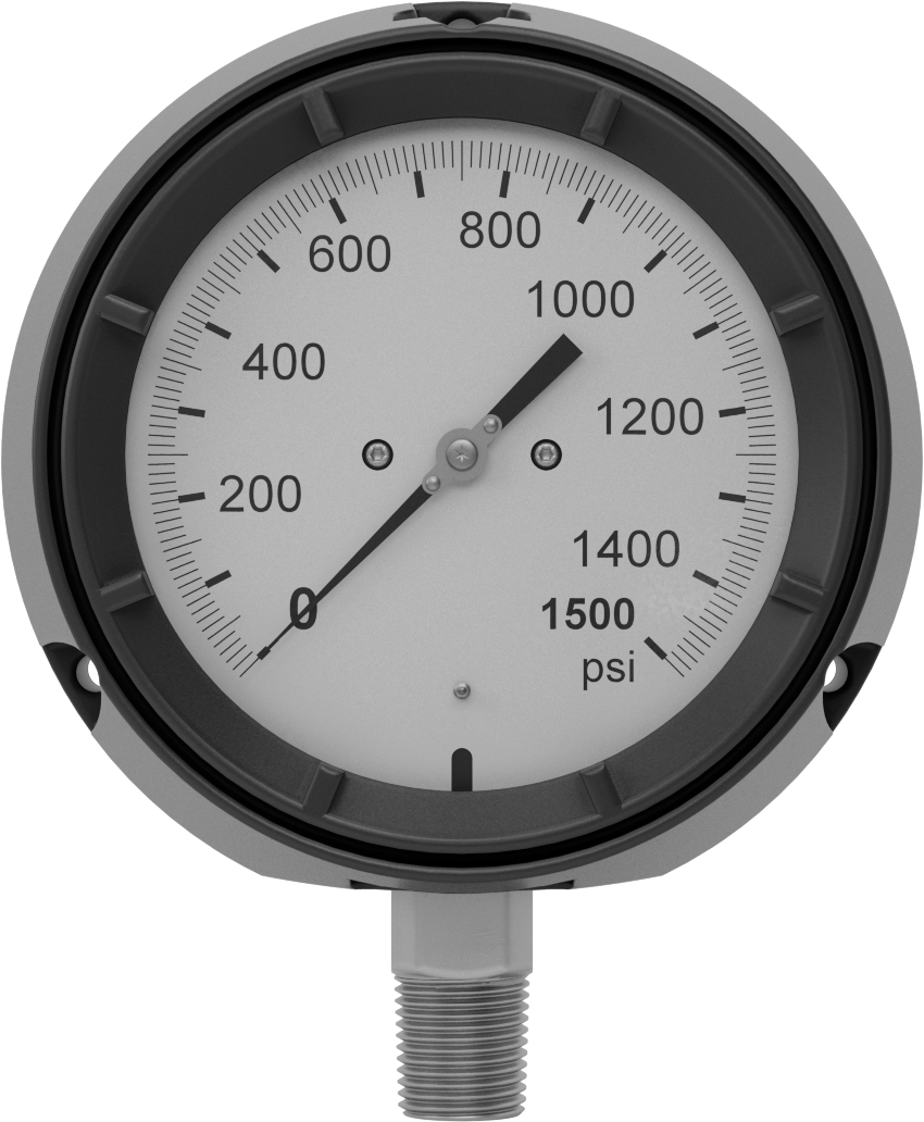 Basınç Test Göstergesi, Tek Ölçek, 1/2 NPT Erkek Alt Bağlantı, 0-1500 PSI