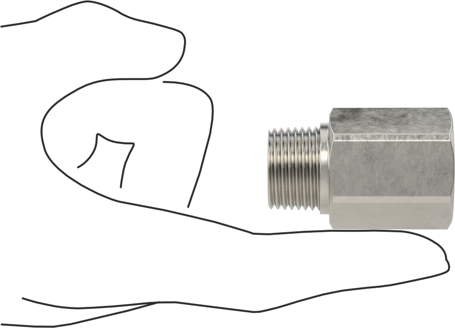 Pressure Gauge Snubber, 316 Stainless Steel, 1/2 NPT Male x Female, with 5 Orifice Inserts
