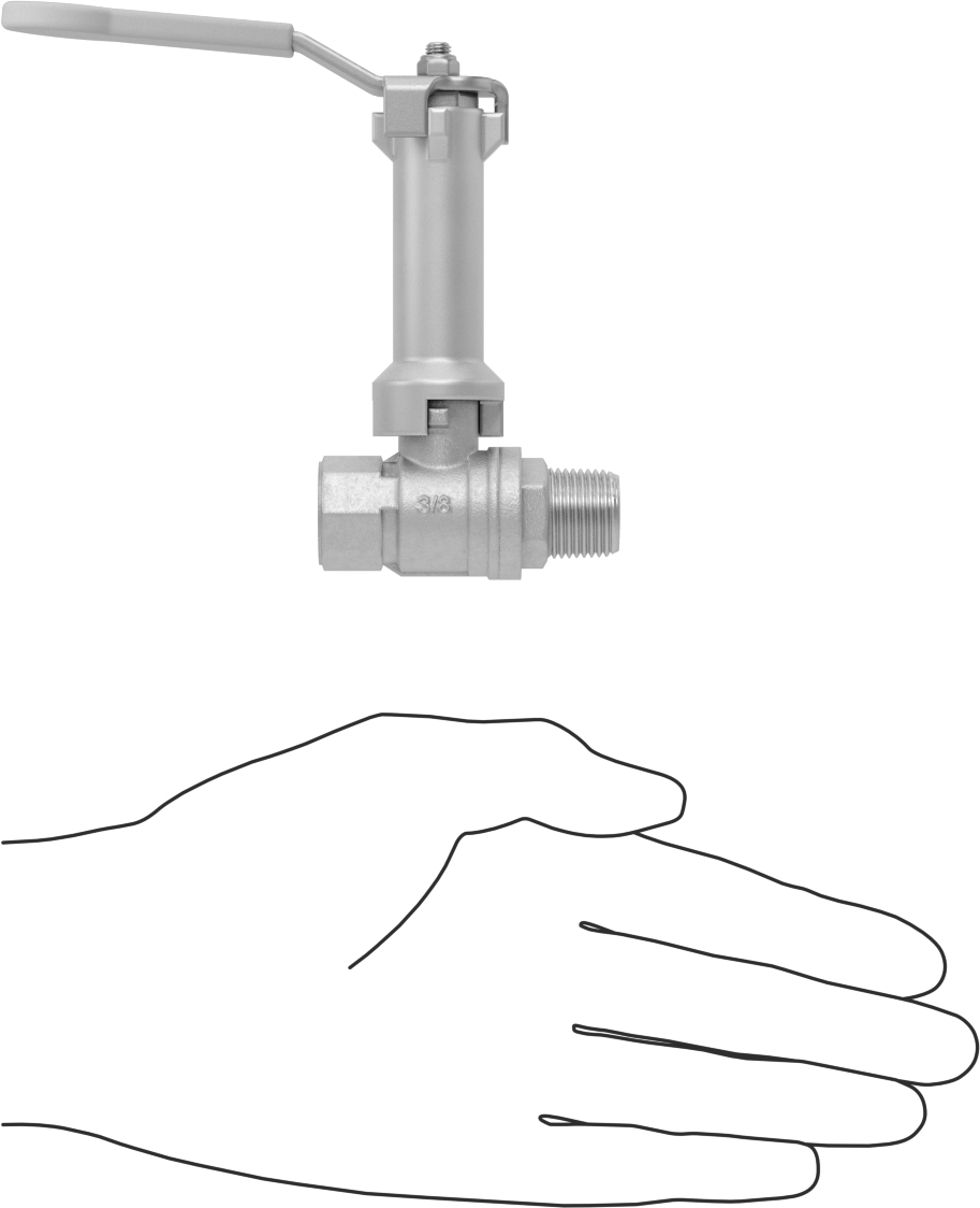 Uzatılmış Saplı Dişli Açma/Kapama Vanası, Pirinç Gövde, 3/8 NPT Dişi x 3/8 NPT Erkek